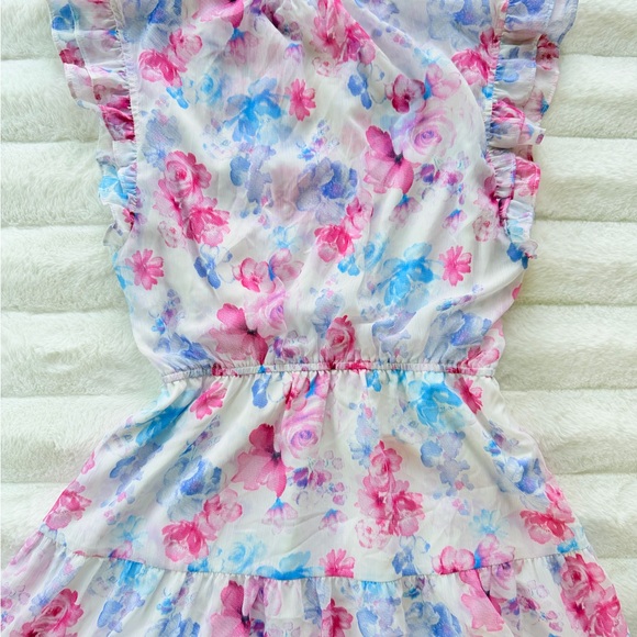 🔥PRICE DROP🔥Steve Madden Pink & Blue Floral Ruffle Tiered Mini Dress - Picture 9 of 14